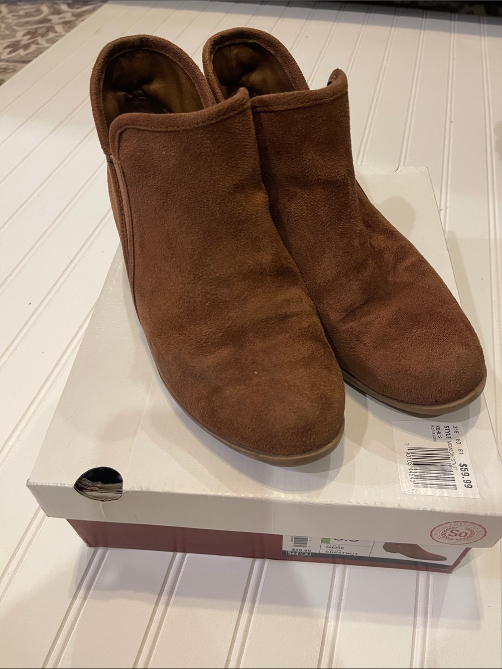 Kohl's Brown Suede Ankle Booties